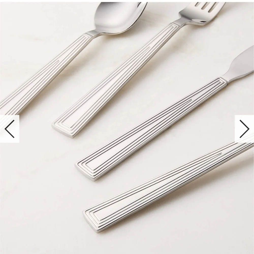 CB2 Furrow 20-Piece Polished Silver Flatware Set by Lenny Kravitz Design